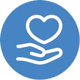 ICON - heart floating over an open hand (adult medicine icon)