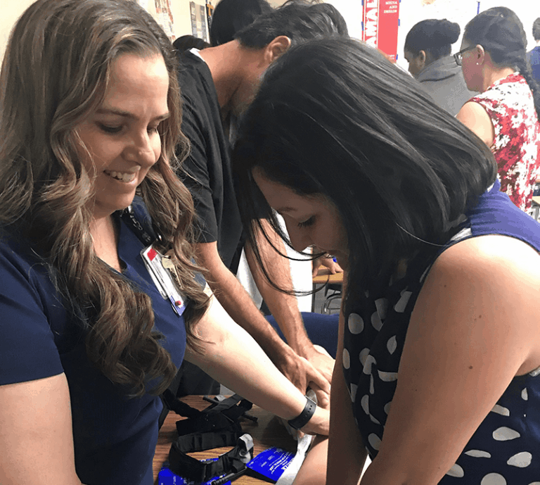 Stop the Bleed training with teachers, school nurses and staff at Pasadena Unified School