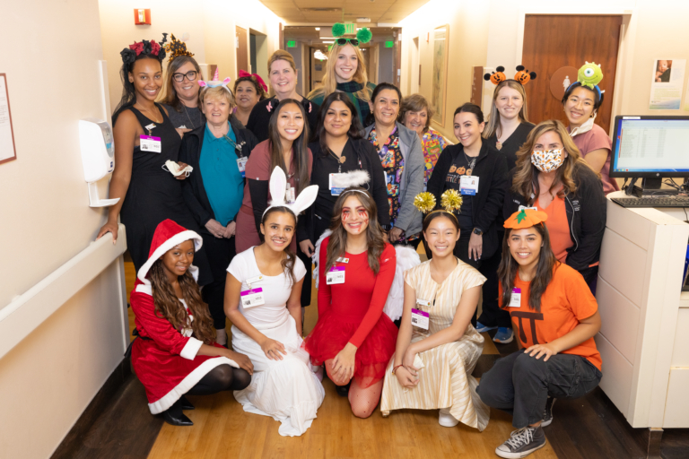 Tournament of Roses Royal Court visits Huntington Health Pediatric and NICU Patients, Families and Staff group picture